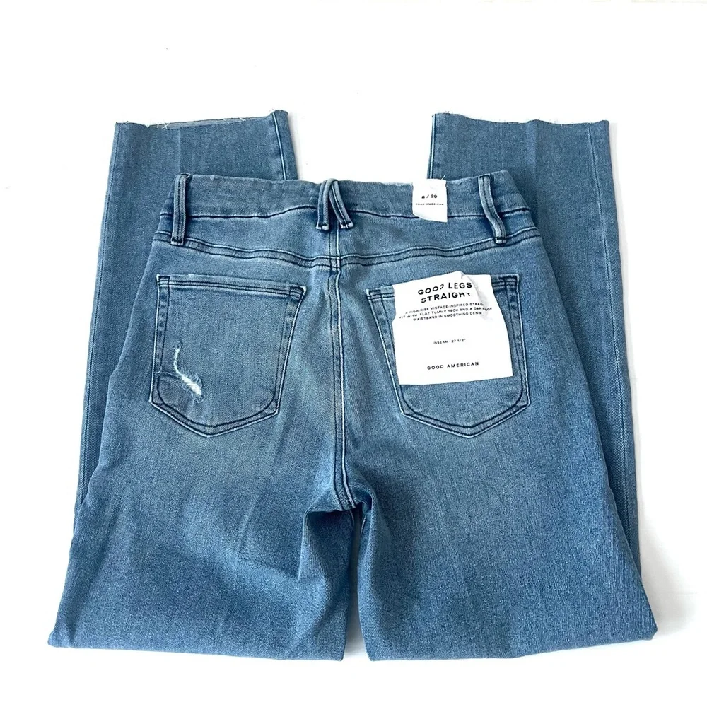 GOOD AMERICAN Good Legs Straight Cropped Jeans Size 8